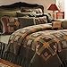 VHC Brands Tea Cabin Twin Quilt 70Wx90L Log Cabin Country Rustic Lodge Design, Moss Green and Deep Red