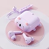 Ttbesmi Cute Kids Pink True Wireless Earbuds Girls Ear Buds for Kids for School Earphones with Case for iPhone Android Kawaii Headphones Kid Bluetooht Earbuds for Small Ear Canals Women