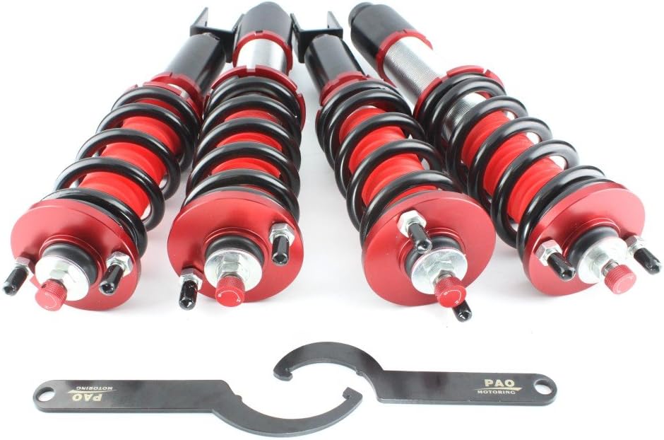 PAO MOTORING Adjustable 36Levels Professional Racing Shock Damper Coilover for Car Racing Shock Spring Coilover Shock Strut Absorber Kit