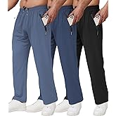 lomsoe 3 Pack Men's Athletic Pants with Zip Pockets, Lightweight Workout Sweat Pants Gifts for Men