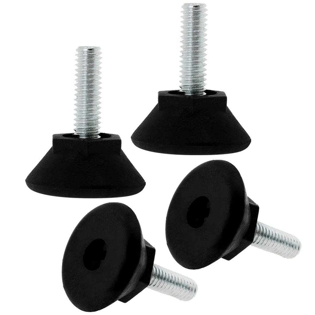 Sourcingmap M6 x 17 x 24 Screw on Leveling Feet Adjustable Leveler Floor Protector for Machine Furniture Table Desk Leg 4 Pack
