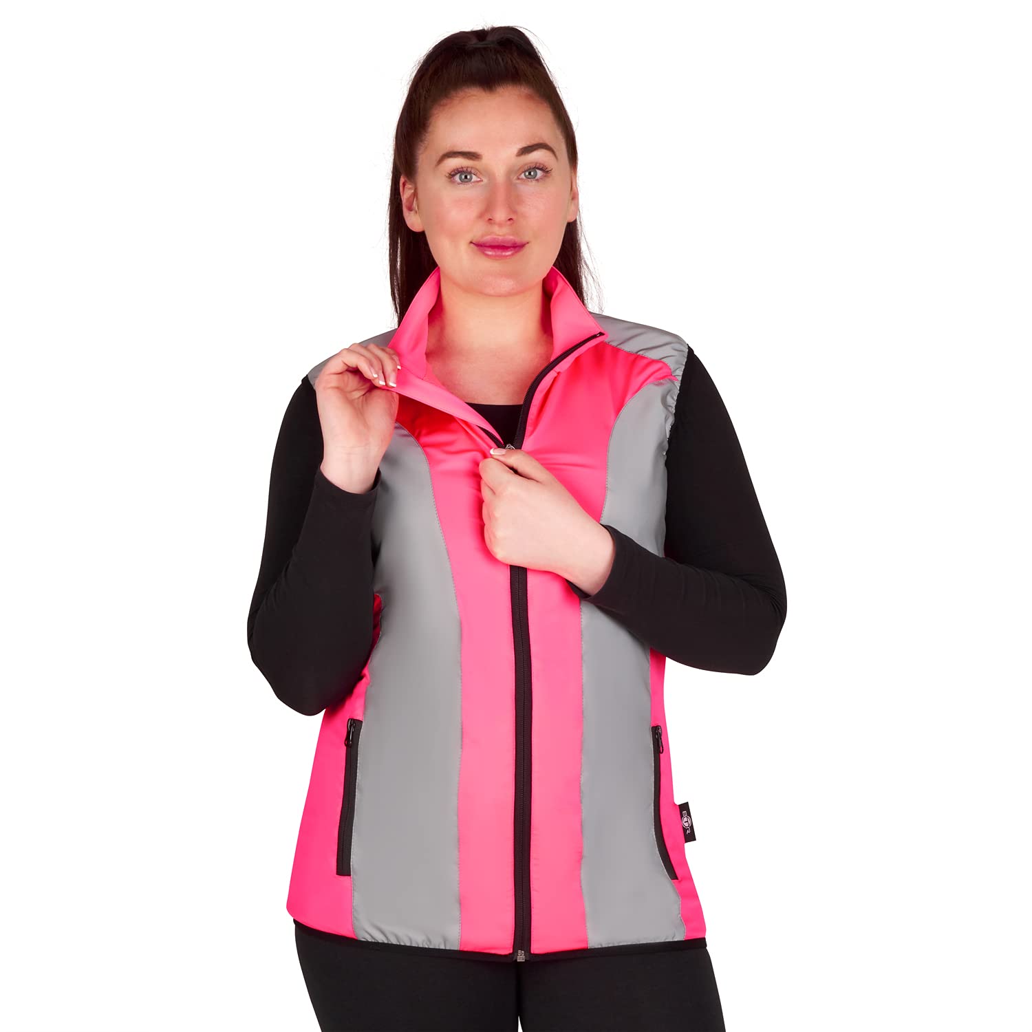 BTR Ladies Hi Vis Reflective Cycling & Running Gilet/Vest For Women. High Visibility (Hi Viz) & VERY Reflective Outdoor Sports Gilet. Pink Size 8