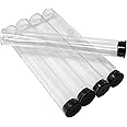 Prestige Import Group - 7/8" Interior Diameter Clear Plastic Empty Storage Tubes - Flat Bottom - 80ml Capacity, Press Fit Black Cap - 5 Pack