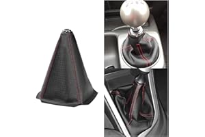 Zpana Car Shift Boot Cover, PU Leather Manual Automatic Vehicle Shifter Lever Knob Dust Protector, Dustproof Gear Shift Protection Sleeve Gaiter, Universal Auto Accessories(Carbon Texture Red Line)