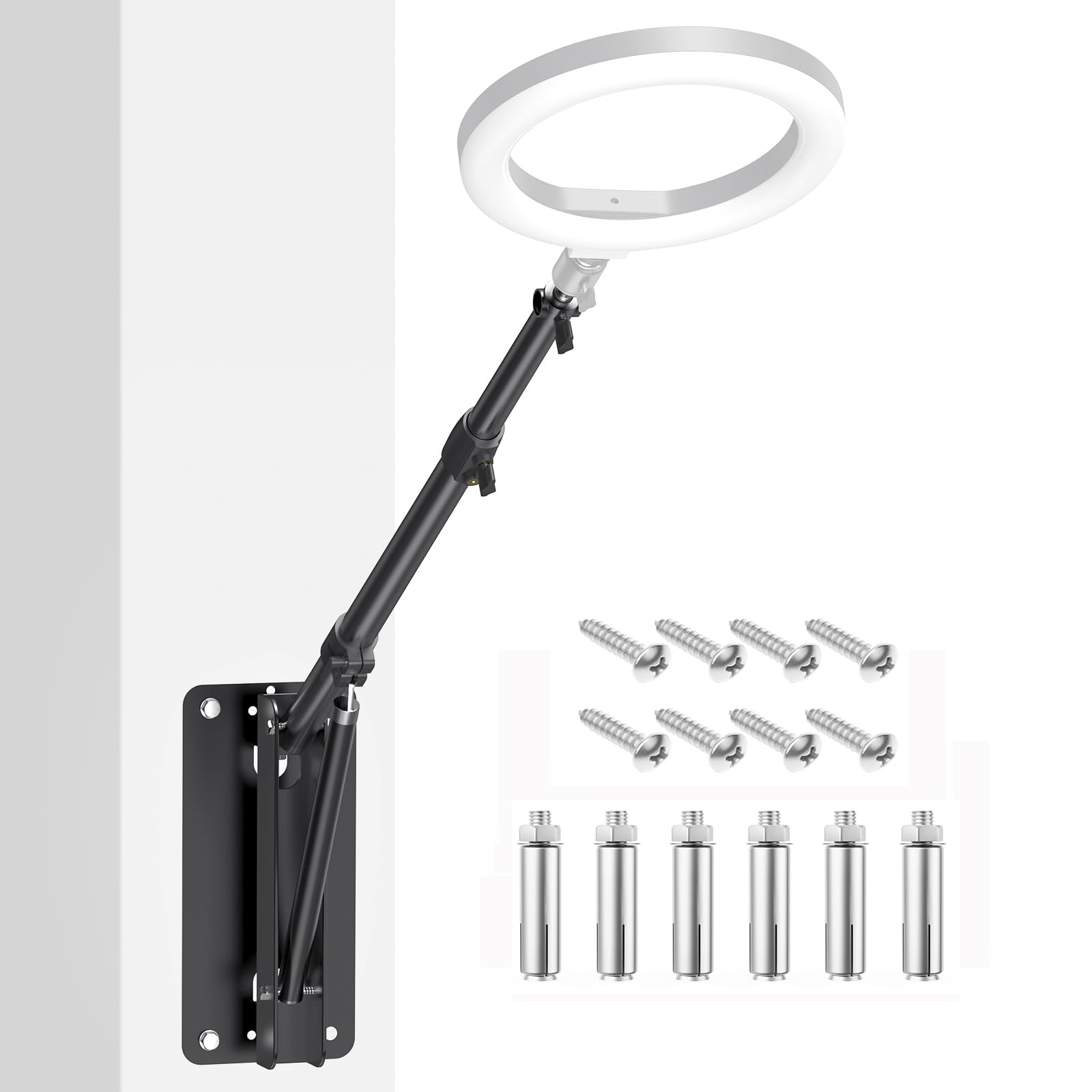SEDGEWIN Wall Mount Triangle Boom Arm, 51" Adjustable Ring Light Wall Mount 180º Rotation for Photography Studio, Strobe Flash, Softbox, Ring Light, Umbrella, LED Video Light