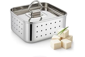 Stainless Steel Paneer Press 350ml – Square Tofu Cheese Maker Mold with Hard Press Plate for Homemade Dairy Preparation