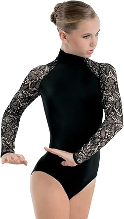 girls black lace leotard