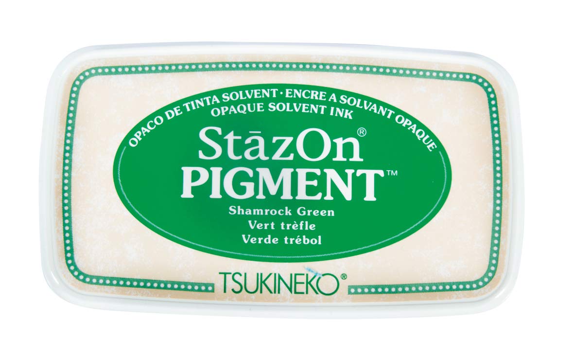 Rayher 29206448 StazOn Stamp Pad for Papercrafts, Card Making and Scrapbooking, Pigment Ink Pad, Shamrock Green, 9.6x5.5x2.2cm