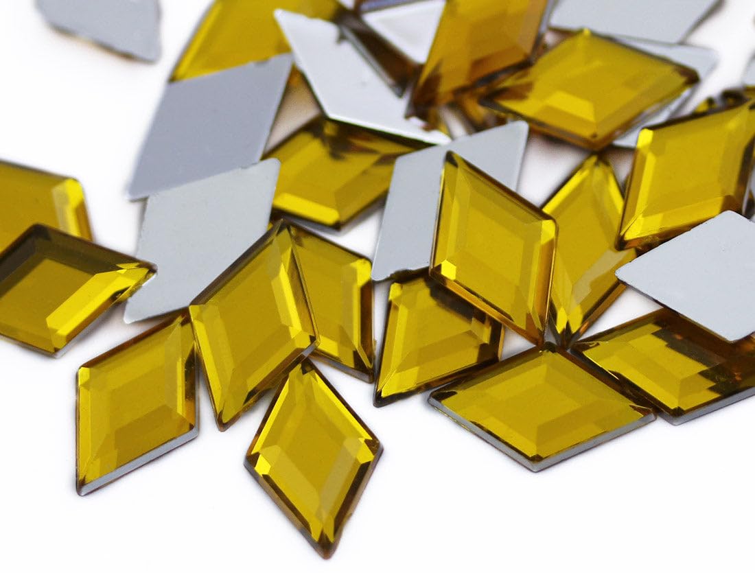 11x18mm Flat Back Diamond Acrylic Rhinestones Plastic Gems for Jewelry Making Costume Jewels Cosplay Embelishments - 35 Pieces (Gold Topaz H107)