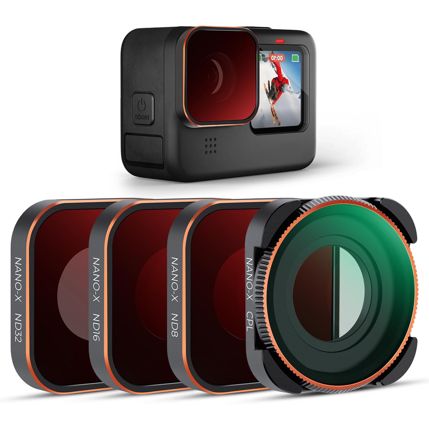 K&F Concept ND Filter Set Compatible with GoPro Hero13 Hero12 Hero11 Hero10 Hero9 Black, 4-Pack (ND8, ND16, ND32, CPL) Hero 9 10 11 12 Action Camera Accessory Neutral Density Polarizer Lens Filter