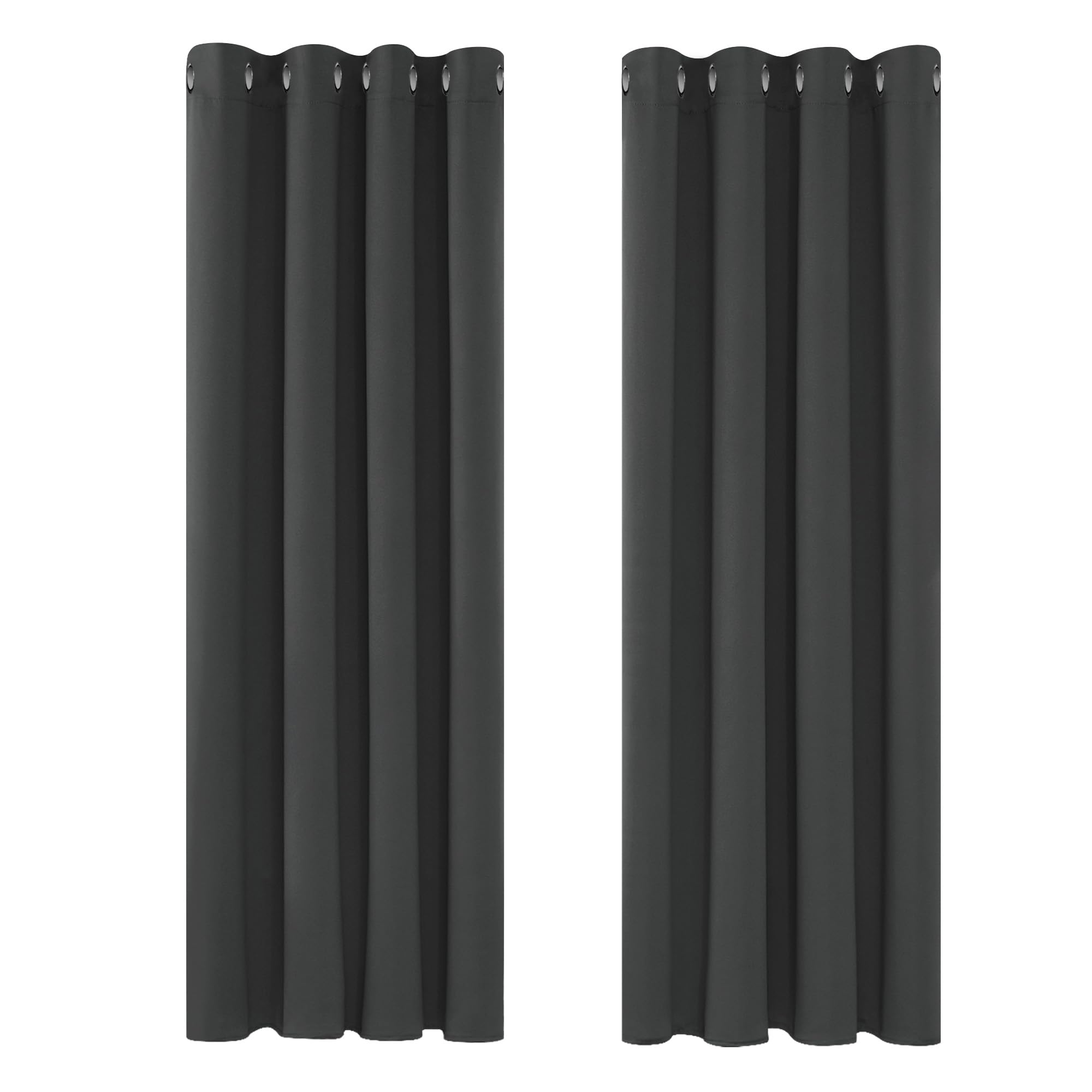 Deconovo Super Soft Thermal Insulated Eyelet Curtains Blackout Curtains for Bedroom 46 x 72 Drop Inch Dark Grey 2 Panels