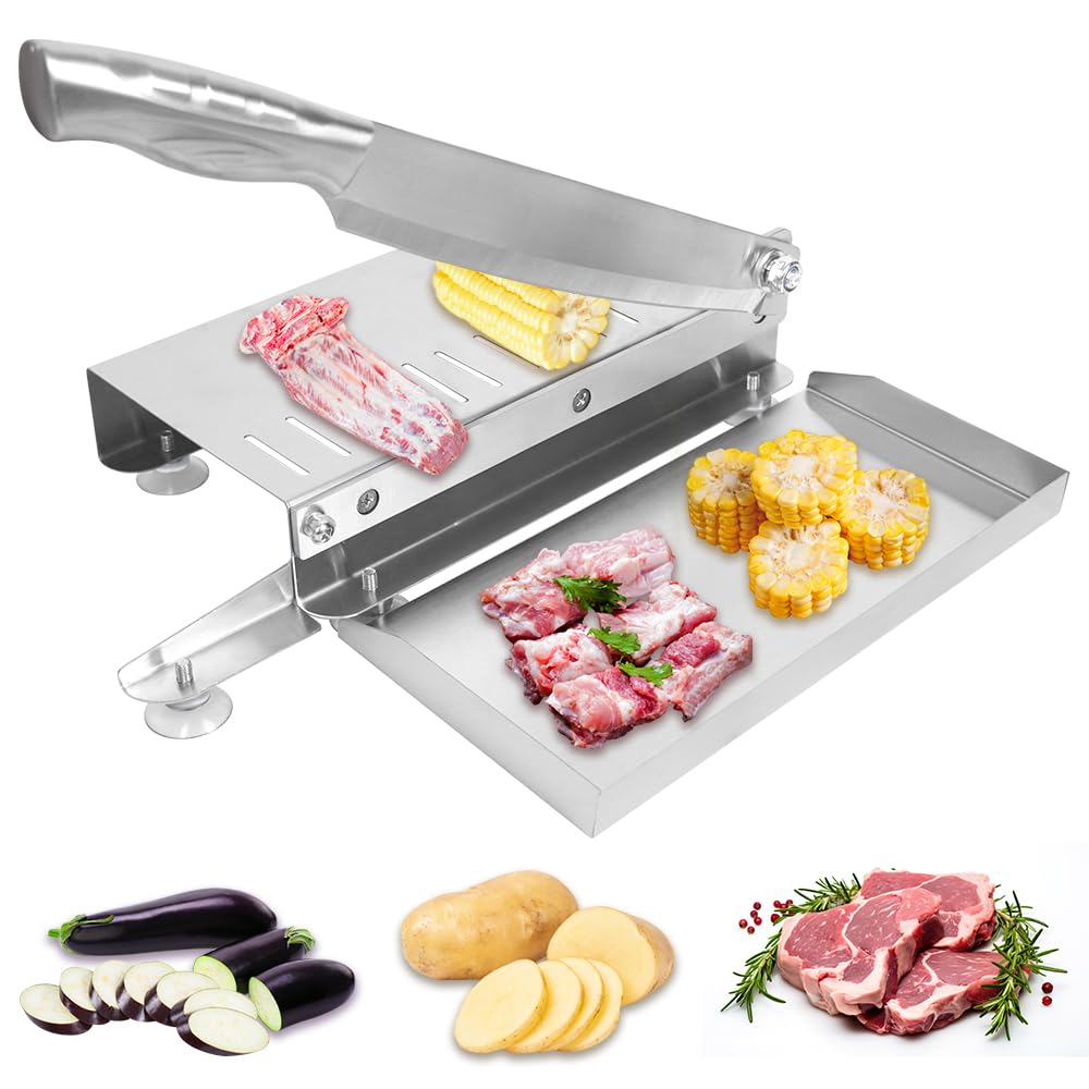 Photo 1 of Bone Meat Cutter, Manual Meat Slicer Meat Cutting Machine Ribs Meat Chopper Slicing Machine for Home for Fish, Beef, Chicken, Ribs, Jerky, Vegetable, Deli Food