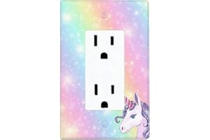 Mdulftar Unicorn Rainbow Cute Decorator Light Switch or Receptacle Outlet Wall Plate Cartoon Single Rocker Wallplate Size 1-Gang 4.50" x 2.76"