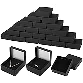 WSICSE 24pcs Jewelry Gift Boxes - Black Small Packaging for Jewelry Storage, Cotton Filled Cardboard for Earrings, Rings, Necklaces - Valentine's Day, Mother's Day
