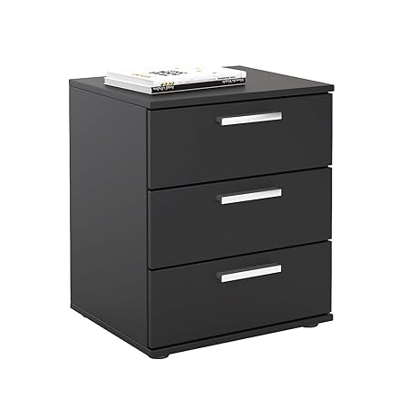 CARO-Möbel Nachttisch Mariella Nachtschrank Nachtkommode für Boxspringbett, in schwarz, mit 3 Schubladen