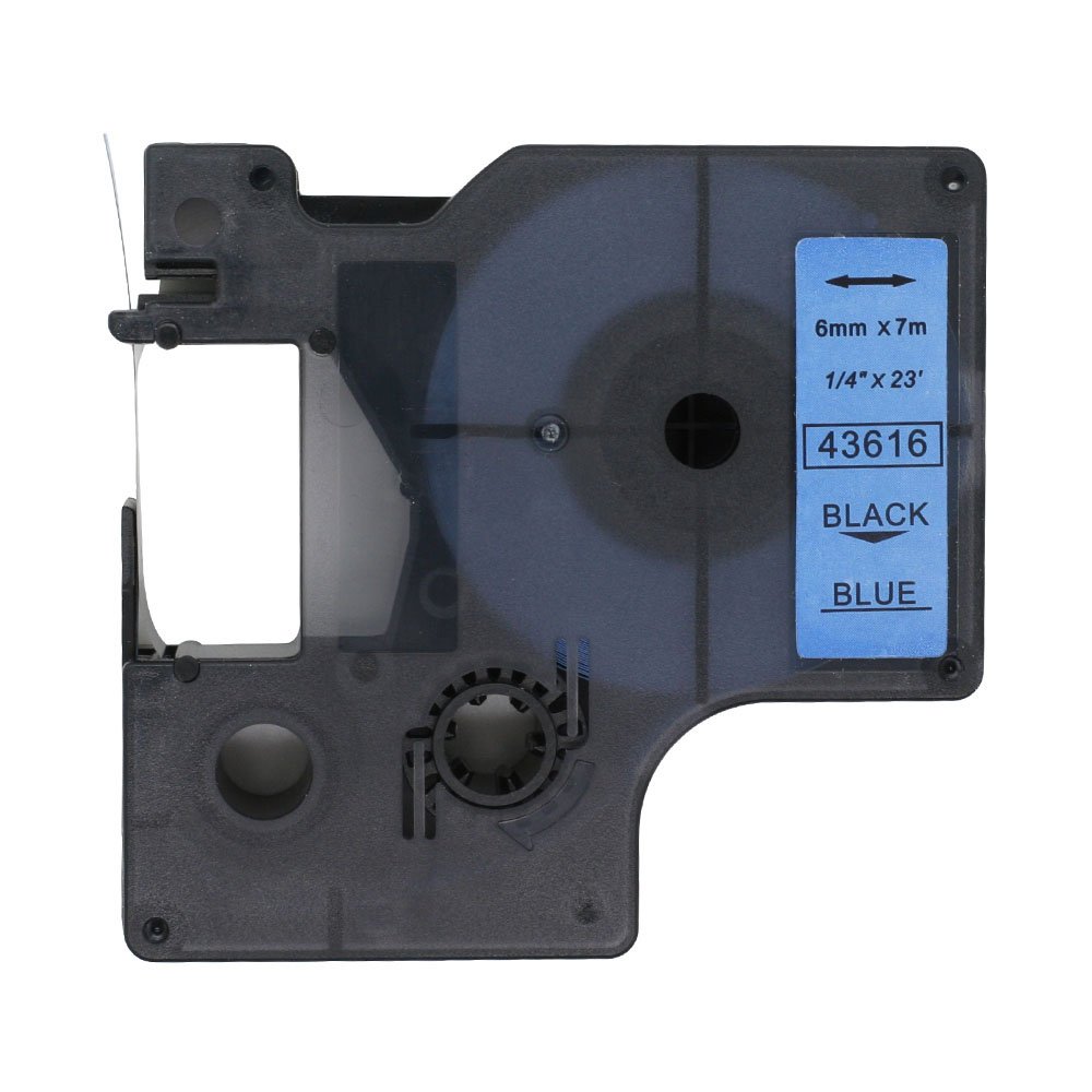 BROVACS 1 Pack Black on Blue Label Tape Compatible for DYMO D1 43616 6mm 1/4" OPA2016