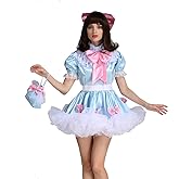 GOceBaby Women Sissy Lockable Maid Bow Dress Stain Puffy Crossdress Uniform Costume