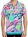 La Leela Hawaiian Shirt For Men Short Sleeve Front-Pocket Print Camp Teal Blue Blue