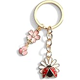 MUCOOS Ladybug Keychain for Women Lucky Ladybug Keycharm Lady Bug Keychains Gif Red Insect Lady Bug Bag Charm