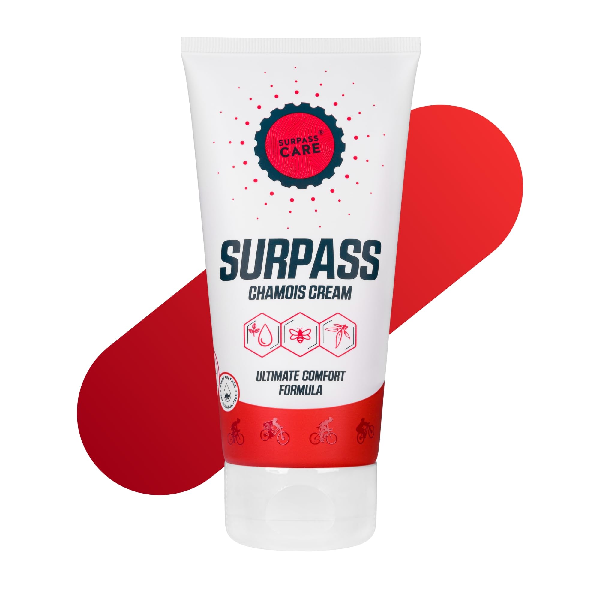 SURPASS Chamois Cream 170 ml - Paraffin-Free - 96% Natural Anti-Chafing Cream - Saddle Sore Relief for Cyclists - Thigh Rescue & Bike Shorts Friction Relief - Anti-Chafe for Men & Women