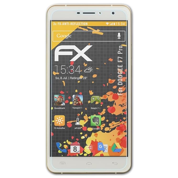 atFolix Panzerfolie kompatibel mit DOOGEE F7 Pro Schutzfolie, entspiegelnde und stoßdämpfende FX Folie (3X)