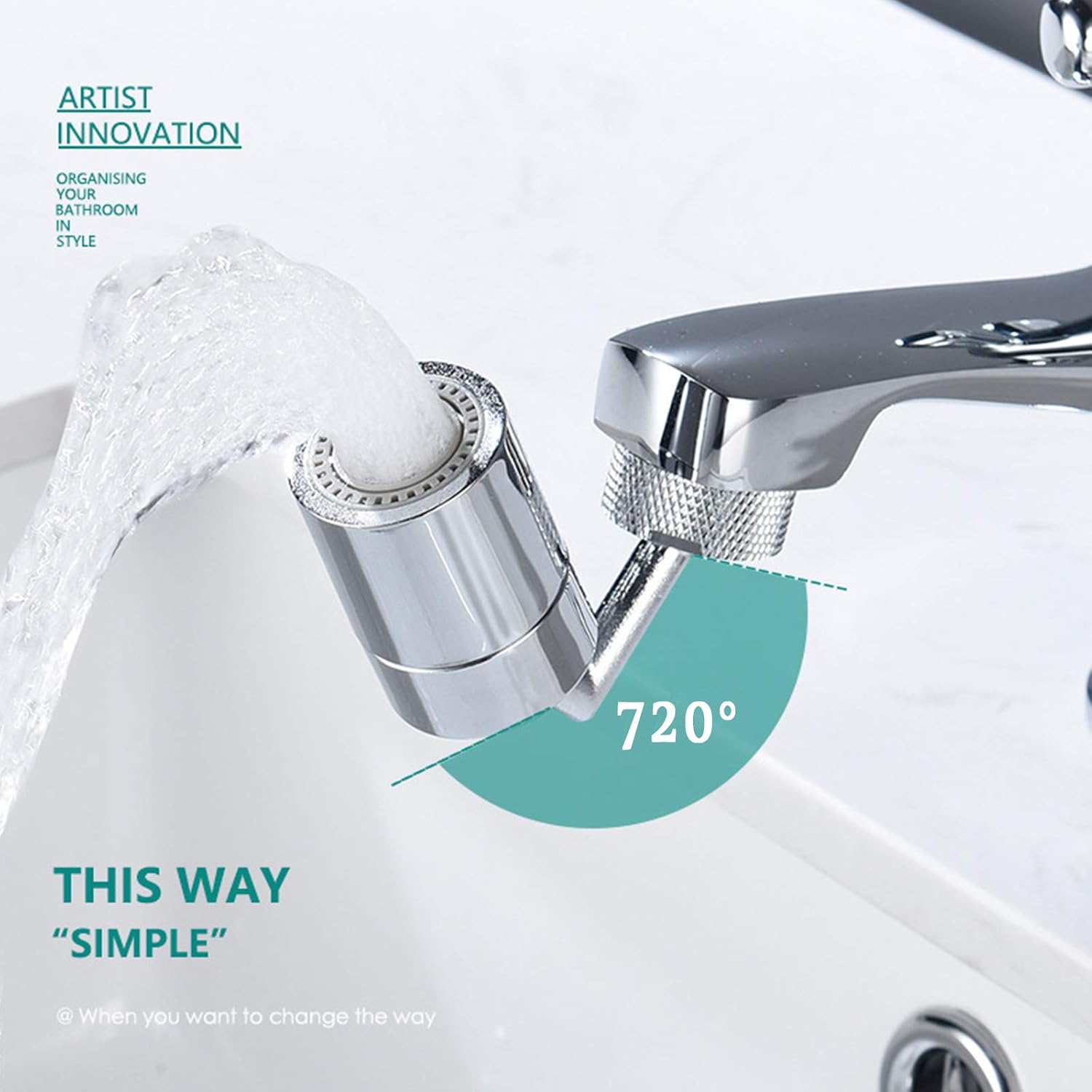 Ecledo Faucet Water Filters Nozzle 720°rotatable Water Universal Splash Filter Faucet Anti-Splash, Oxygen-Enriched Foam, Four-Layer Mesh Filter, Leak-Proof with Double O-Ring: Home & Kitchen