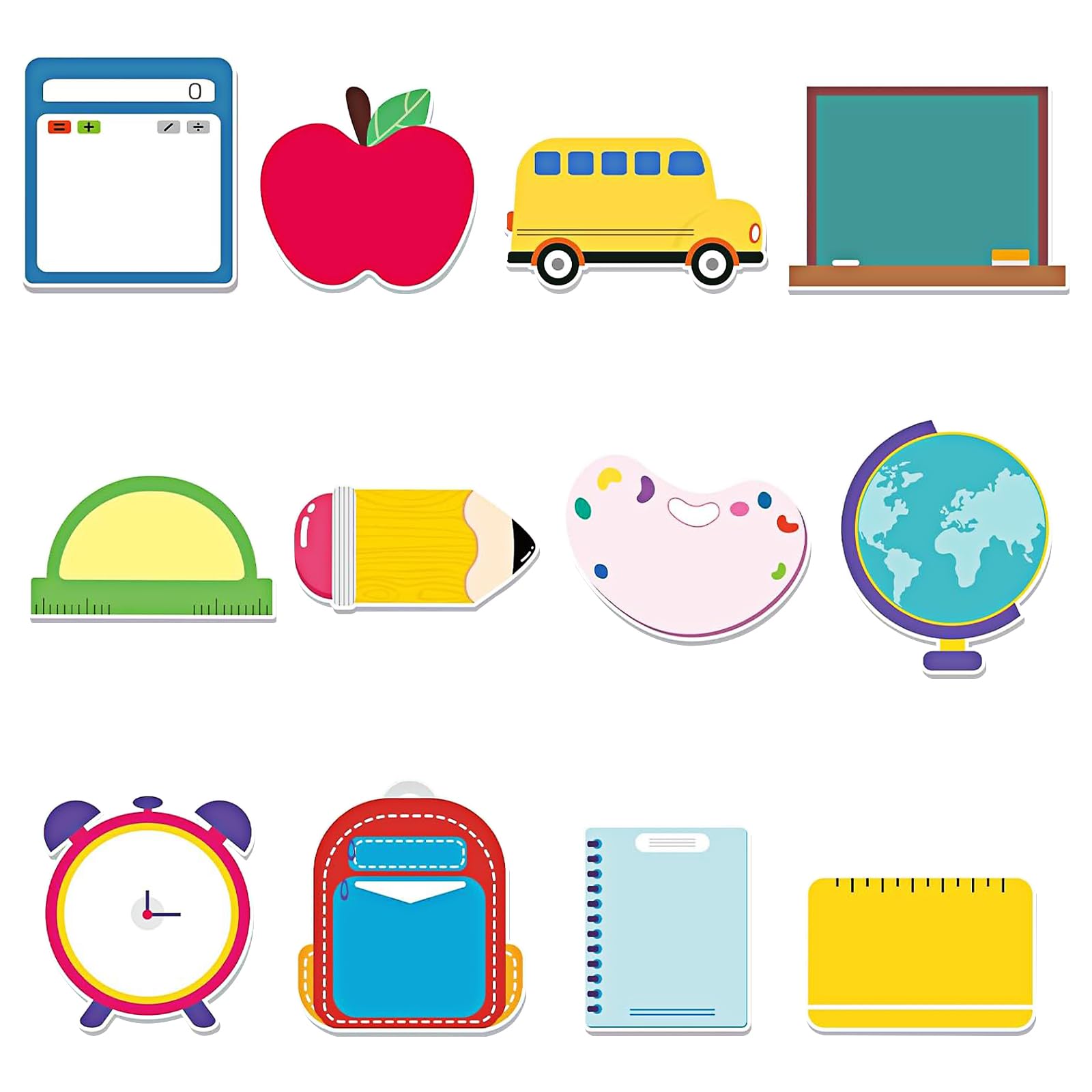 12 Pcs Back to School Sticky Notes,Pencil Ruler Book Blackboard Shape Self-Stick Notepad Memo Pads Message Note Sticky Pad Markers for Kids School Classroom Student Office Supplies Stationery Gift