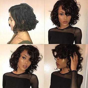 Side Part Curly Pixie Cut Wig Short Bob Wig Human Hair Wig