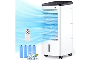 Cozzyben Air Conditioner Portable No Window Ventless Ac Unit Ductless Evaporative Swamp Cooler Ice Fan 4 Ice Pack 12H Timer Removable Water Tank for Room Bedroom Indoor