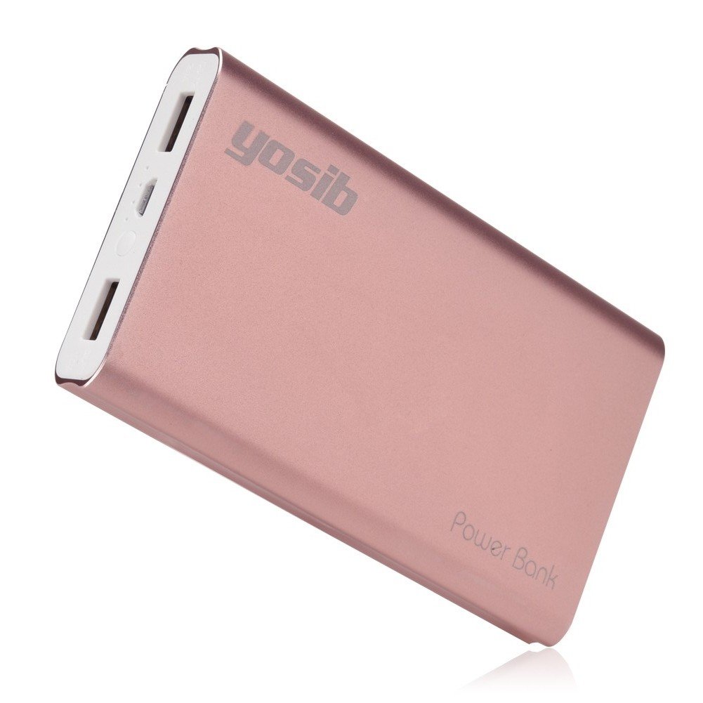 Portable Power Bank Real 10000mAh Dual 2 USB Output Ports Emergency External Battery Charger for iphone7 6s plus6 Androids PSP tablets and More.yosib (Rose Gold)