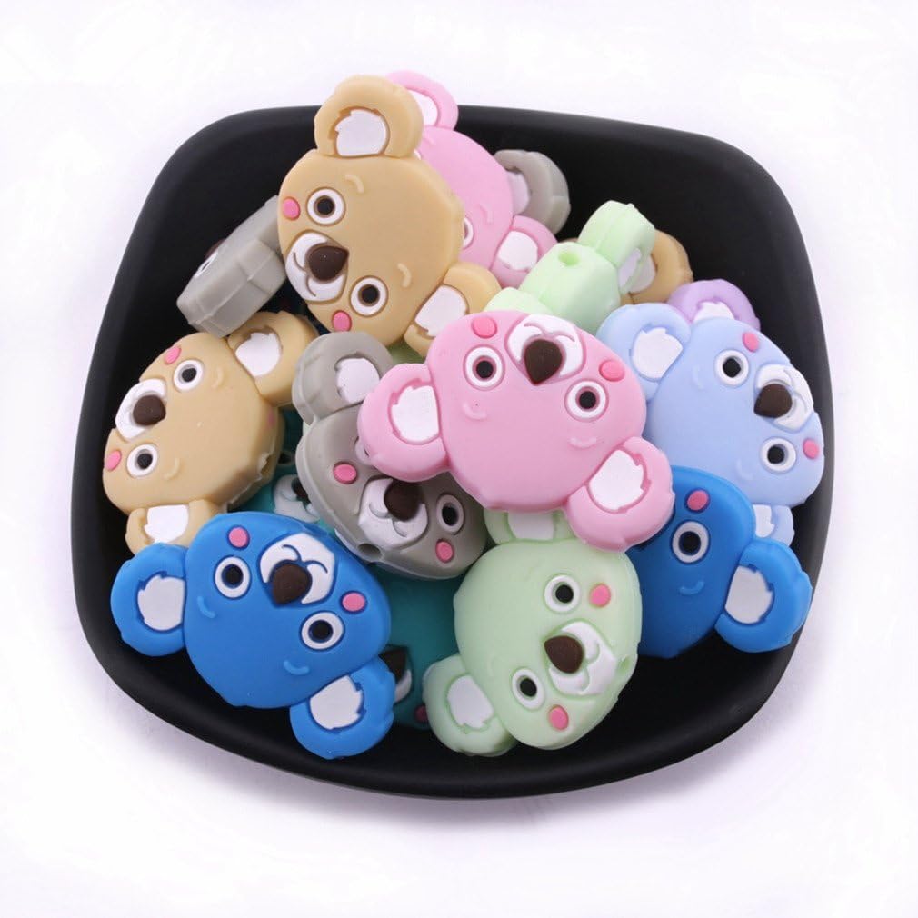 Mamimami Home Natural Baby Silicone Teether 10pc Koala Beads Colorful Teething Jewelry Nursing Charming Montessori Toys Birth Gifts