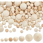 PH PandaHall 250PCS Round Wood Balls Unfinished Natural Wooden Beads No Hole Wooden Loose Beads Spheres Undyed Round Wood Balls for DIY Craft Garland Decoration, 10/11/13/14/16/20/24/30mm