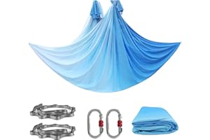 PRIOR FITNESS 5M Aerial Yoga Hammock Yoga Swing Set Premium Nylon Aerial Silk Fabric Yoga Strap Accessory with Carabiner, Daisy Chain for Bodybuilding,Workout, Indoor, Outdoor Rainbow