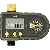 Vego Sprinkler Timer with Brass Inlet- Watering Timer for Garden Hose with Rain Delay/Manual Watering/Automatic Irrigation System - Water Hose Timer for Yard Lawn