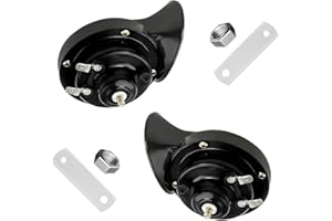 JUSTTOP 2PCS 300DB Super Loud Train Horns, 12V Waterproof Air Electric Snail Double Horn Replacement Kit, Automotive Universa