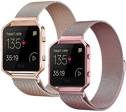 For Fitbit Blaze Band (2 Pack),Stainless Steel Magnetic Milanese Loop Metal Replacement Band for Fitbit Blaze Watch Small Large Women Men for Accessories (No Frame)