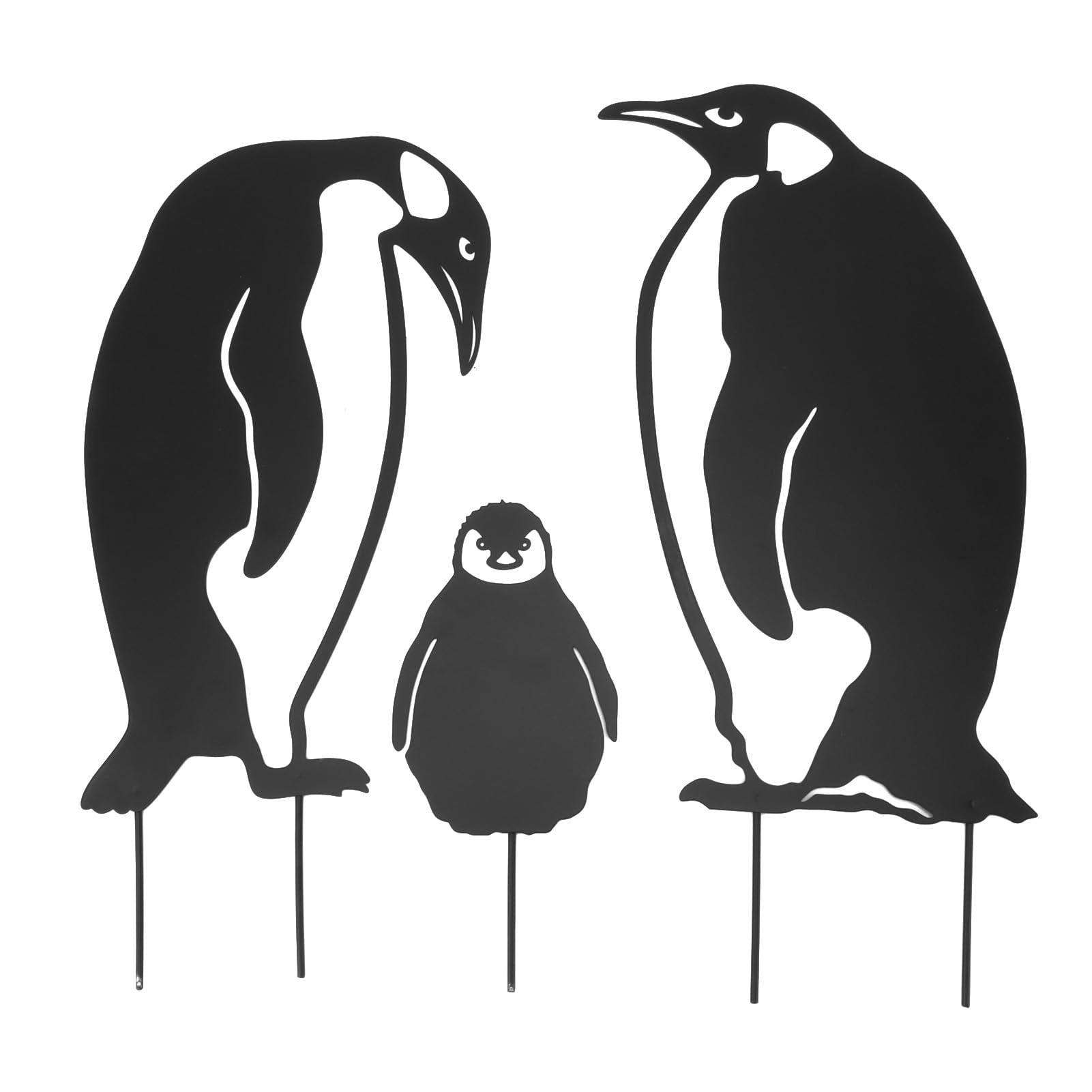 Pssopp Penguin Family Stake Statue Animal Statue Garden Ornament Animal Garden Art Outdoor Lawn Statue for Lawn Balcony Gardening Decoration