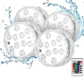 Sanfant Poolbeleuchtung Unterwasser,Wasserdichte Multi Farbige RGB Teichbeleuchtung Poollicht,Unterwasser LED mit IR Fernbedienung für Vase,Base,Weihnachten,Halloween Deko(4Stk)