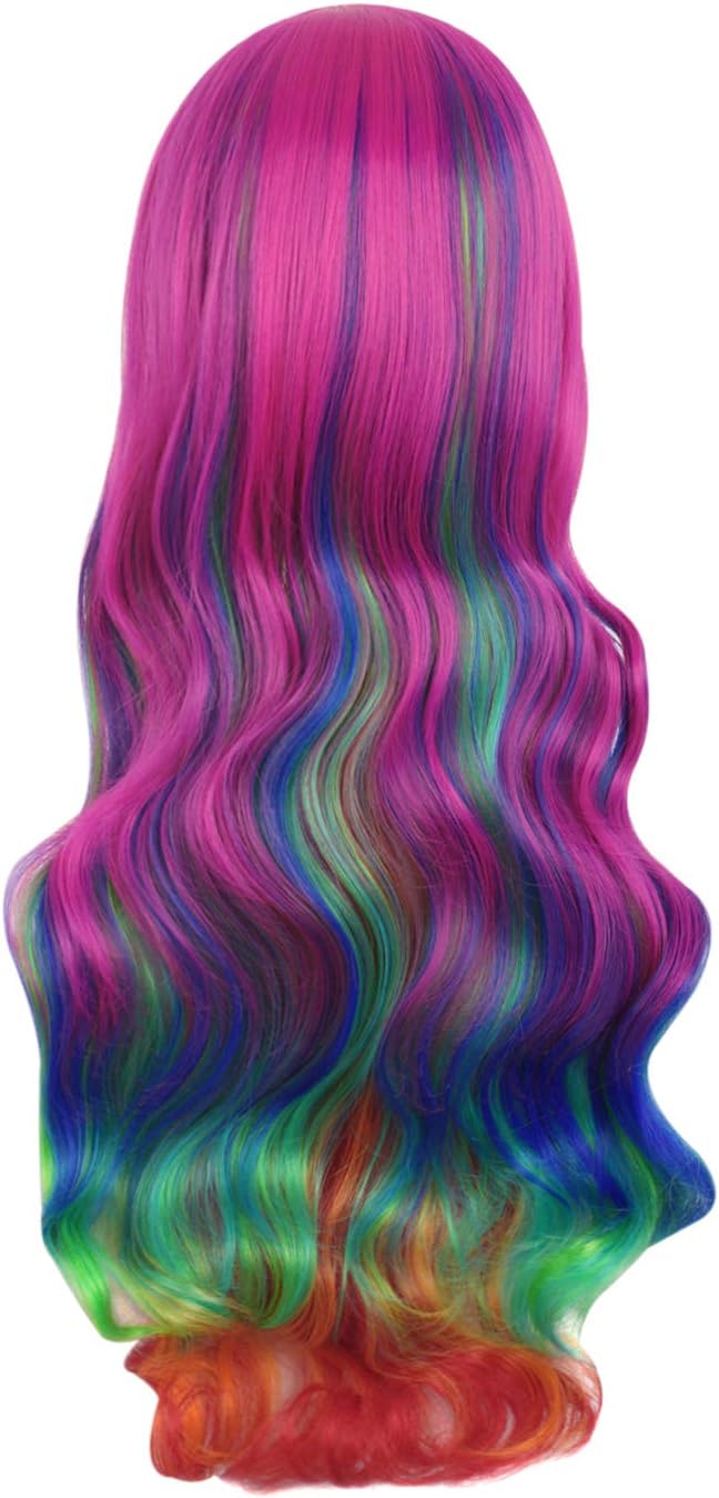 MapofBeauty 28 Inch/70cm Beautiful Long Wavy Harajuku Style Cosplay Wig (Rainbow Color), 28 inch (Pack of 1) - Image 5