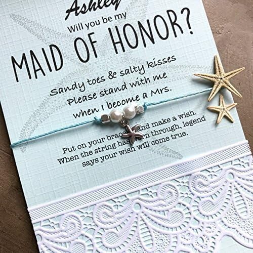 Destination wedding maid of honor gift, Custom made personalized bridesmaid proposals, Wedding wish bracelet, Bridesmaid proposal gifts, Wish bracelet for your bridesmaids B38