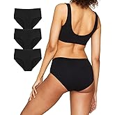 Subset Women's Organic Cotton Mid-Rise Brief 3-Pack, Extended Sizes; 2XS-4XL, Natural Knickey Undies, Breathable Underwear