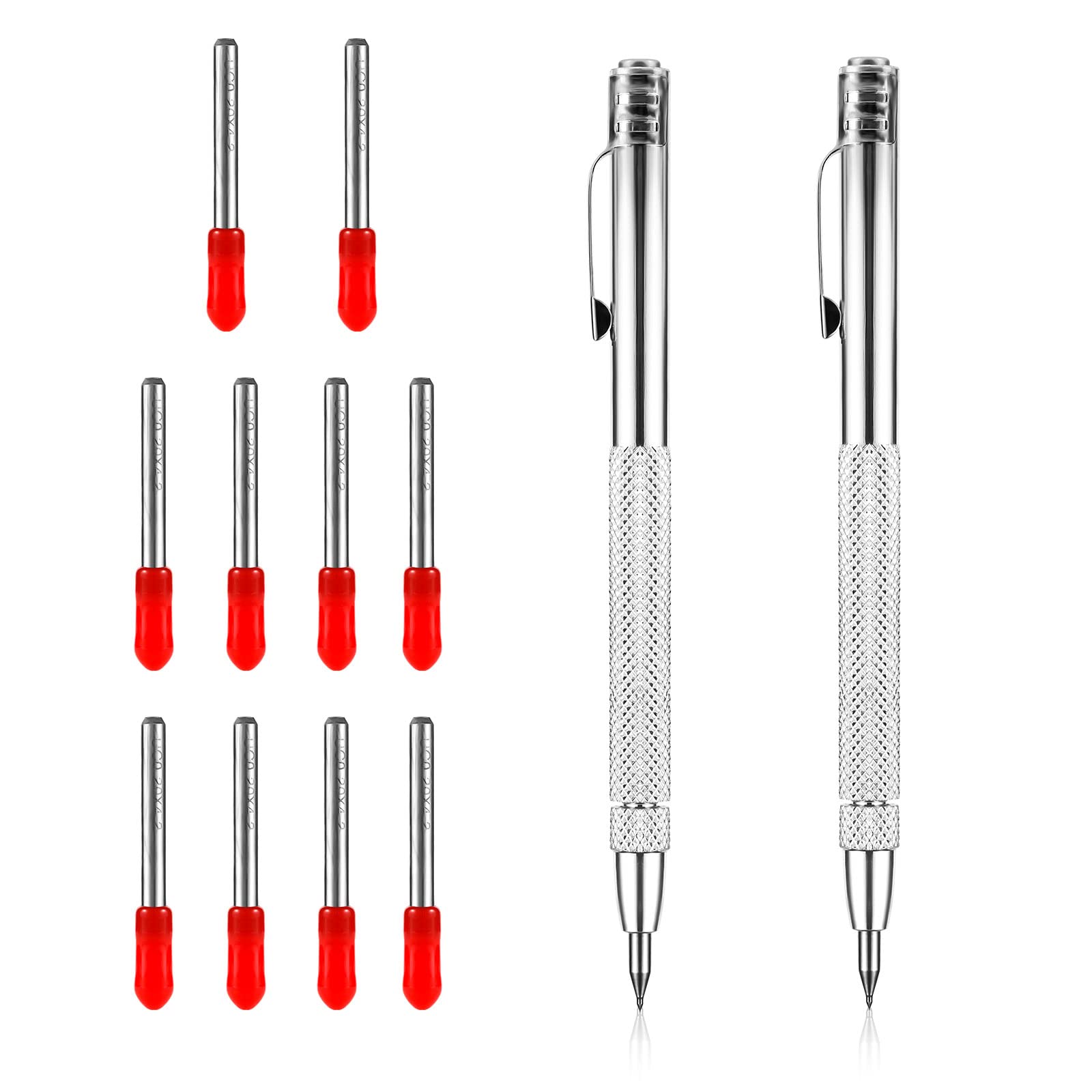 SAVITA 2 Pcs Tungsten Carbide Scriber with Magnet, Steel Etching Engraving Pen Glass Scriber Tool Marking Scriber with 10 Pcs Tungsten Carbide Replacement Tips for Stainless Steel Ceramics Metal Sheet