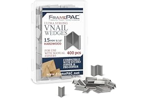 FRAMEPAC V Nails for Hardwood Picture Frames - 15mm (9/16 Inch) - [400 V-Nail Pack, Loose] - Ultra Strong Vnail Wedges for Picture Framing - Joining Picture Frame Corners