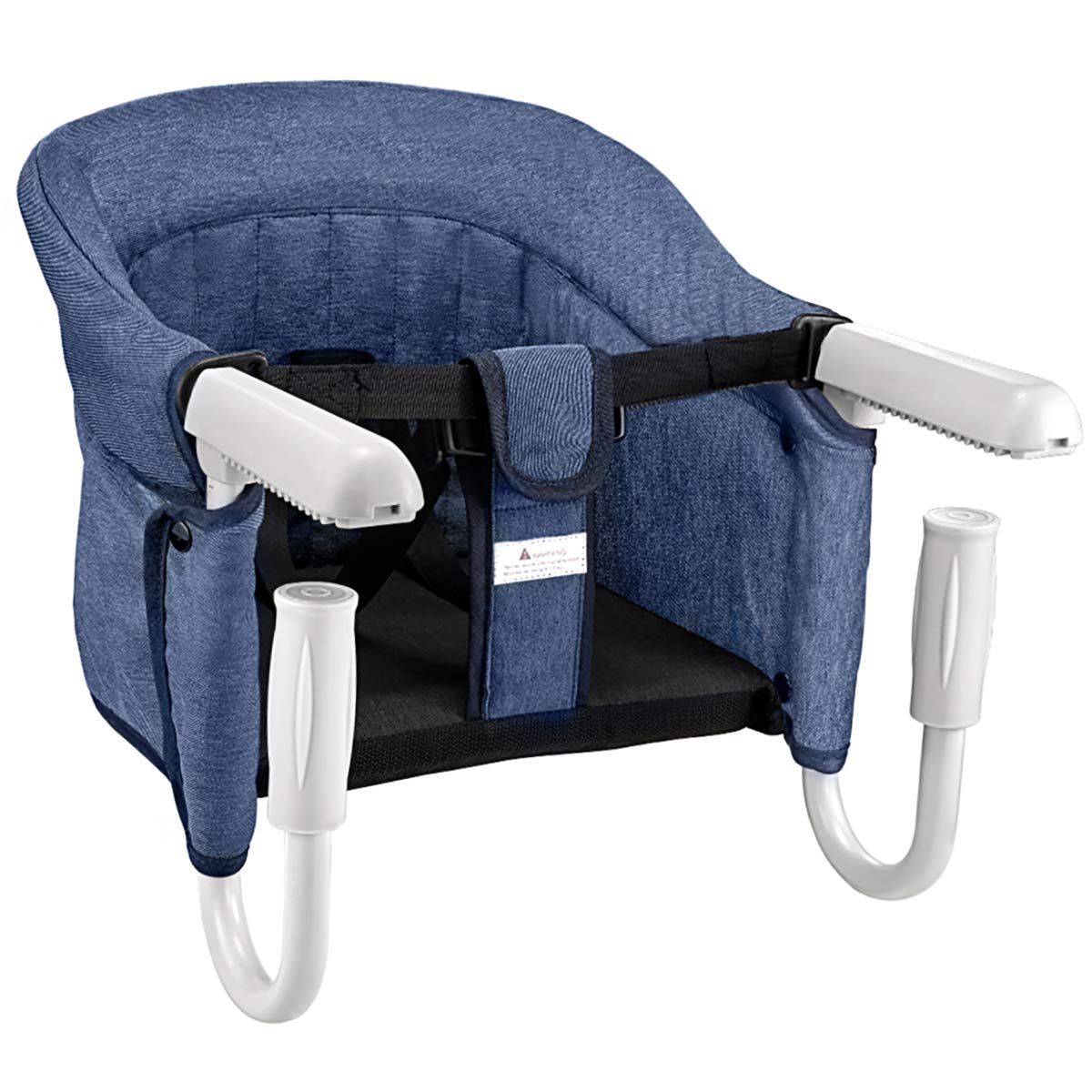 Mosbaby Babysitz Tischsitz, Faltbarer Babystuhl Hochstuhl für Esstisch, Rutschfester Babysitz zum Befestigen am Tisch, Gepolsterter Tischstuhl für zu Hause und Unterwegs, mit Transportbeutel(Blau)