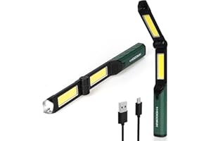 HOODINK Magnetic LED Work Light Rechargeable Work Light with Hook 4 Lighting Modes 180° Rotate Portable Flashlight 2000mAh Battery for Under Hood, Mechanics, Car Repairing, Emergency, YL3098