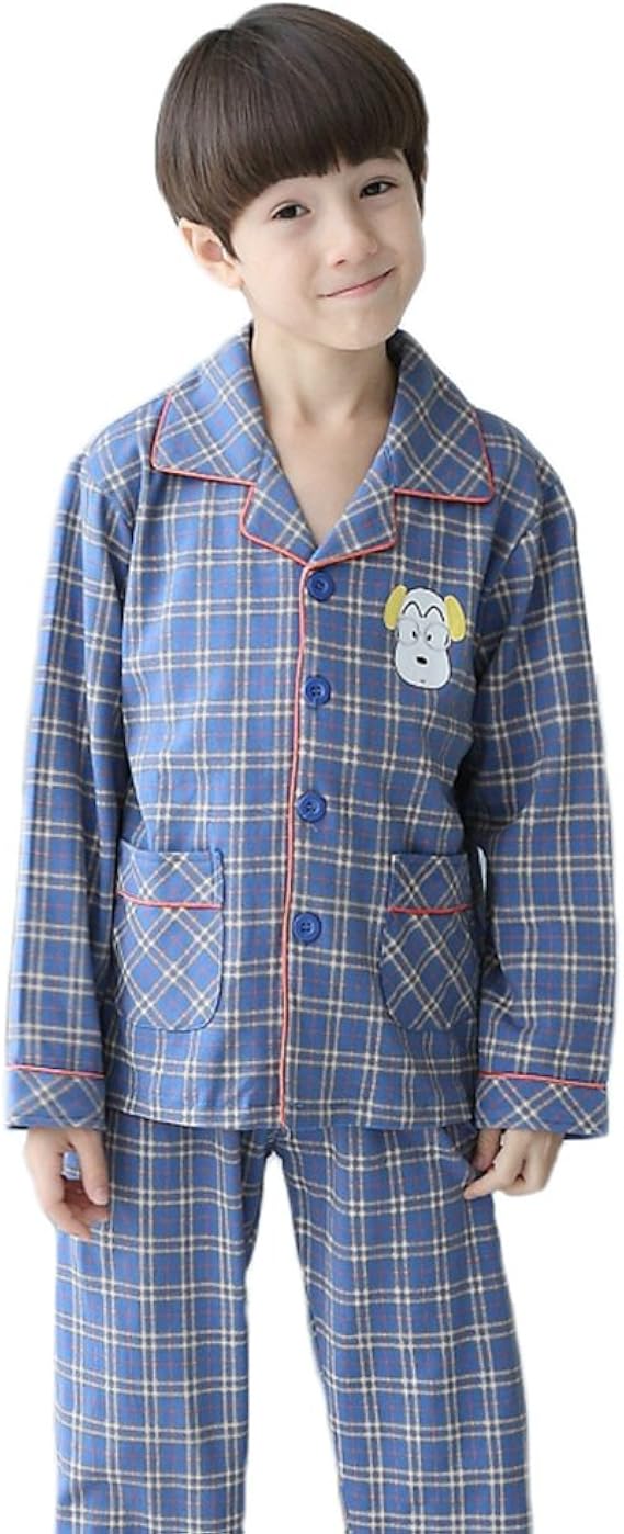 Amazon 100cm 175cm ボーイズ ルームウェア パジャマ キッズ 男の子 上下セット 3 15歳 長袖 子供服 寝巻き 肌着 前開き ロングパンツ 可愛い 普段着 寝間着 部屋着 着替え お泊り 旅行先 綿100 春秋冬用 パジャマ 通販