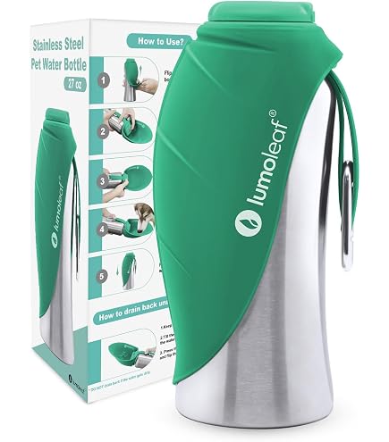 Bottiglia Portatile Per Cani Tuff Pupper Pupflask &ndash; 27 Oz In Acciaio Inox Con Ciotola In Silicone Reversibile