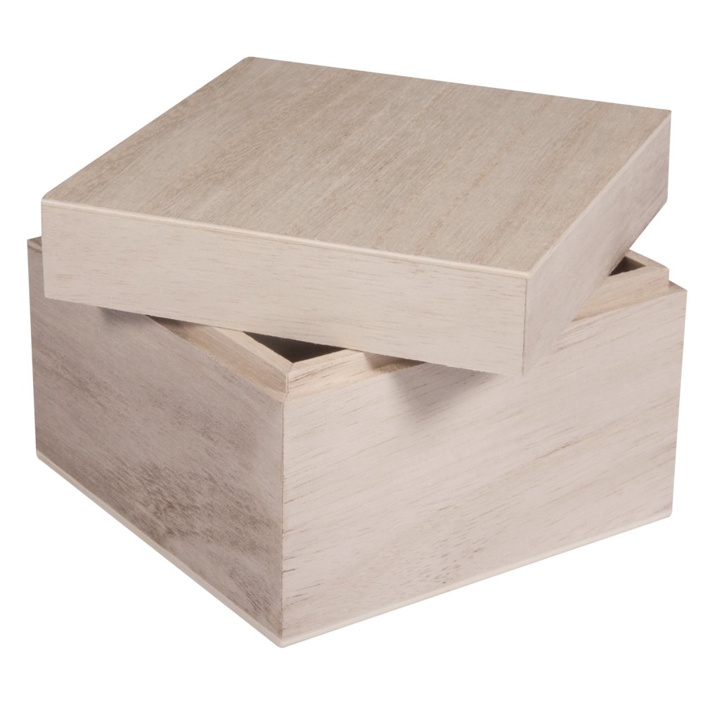 Rayher 62816000 Natural Wood Box with Lid for Craft, DIY Wooden Keepsake Box, 12 x 12 x 9 cm