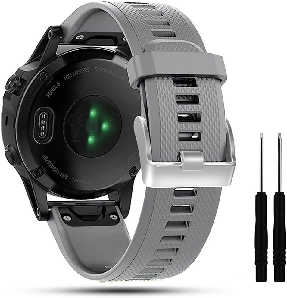 Cyeeson Soft Silicone Wristband Strap Smartwatch Bracelet Band for Garmin Fenix 5/Forerunner 935/Approach S60/Quatix 5/Quatix 5 Sapphire with Disassembly Tool