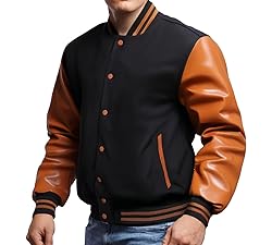 Black Varsity Jacket - Mens Letterman Mustard